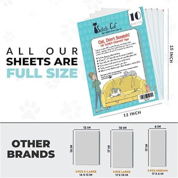 Cat Scratch Deterrent Tape for Furniture – 10 Double Sided Anti Scratching Tape - Picture 2 of 7